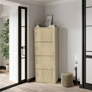 High Quality 16_0020 Modern Wood 4 Door <b>Lockable</b> Office Filing <b>Cabinet</b> Particle Board <b>Storage</b> Cupboard Sonoma Oak Tall - Product Image 1