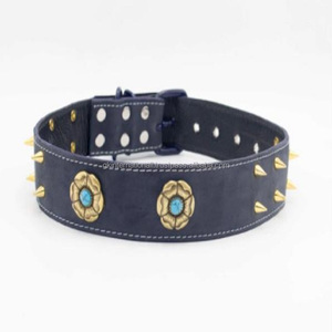 ปลอกคอสุนัขหนังทำมือสำหรับสัตว์เลี้ยง,ปลอกคอสัตว์เลี้ยงสุนัขตกแต่งด้วยทองเหลืองปรับแต่งได้ตามต้องการ - Product Image 3