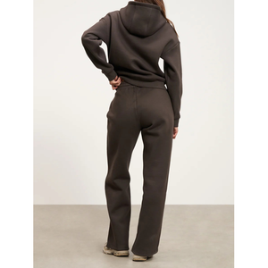 Sudadera con capucha y cremallera cuadrada de doble capa para mujer con logotipo estampado personalizado Chaqueta con capucha de estilo corto de otoño con hombro caído para invierno - Product Image 2
