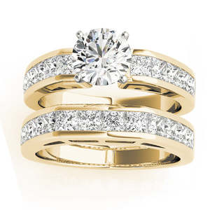 Ensemble de mariage en or jaune 14 carats avec diamants taille princesse en serti canal, 2,20 carats - Product Image 4