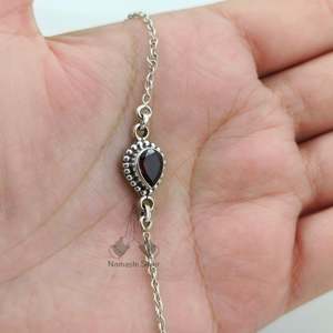 Handmade Garnet <b>Bracelet</b> with Topaz Sterling Silver January Birthstone Jewelry Elegant <b>Gemstone</b> <b>Bracelet</b> - Product Image 5