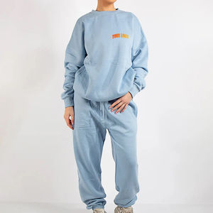 Nouveauté : ensembles de survêtements pour femmes d'hiver, 100% coton molletonné respirant, impression de logo personnalisée, survêtement uni, streetwear OEM - Product Image 4