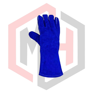 Guantes de Soldadura de Cuero Azul, Textura Suave, Puño de Punto, 11 oz, 14 Pulgadas, Palma Reforzada, Resistentes al Calor, Antiestáticos, para Soldadura MIG, TIG, Stick, Barbacoa - Product Image 3