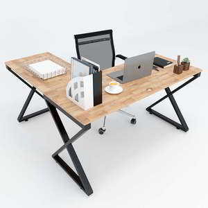 Escritorio Esquinero en Forma de L de Acero y Látex, Modular, Minimalista y de Lujo, con Patas Metálicas Ensambladas, Independiente, para Uso en el Hogar/Oficina - HBXC019 - Product Image 3
