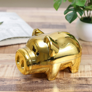 Tirelire décorative en plastique doré porte-bonheur pour adultes et enfants – Décoration d'intérieur mignonne et cadeau de prospérité - Product Image 2