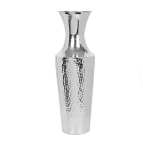<b>Textured</b> Metal <b>Vase</b> with Etched Pattern Boho Style Decor Piece - Product Image 4