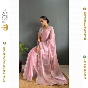 Lụa Cao Cấp Tôn Tạo Với Đẹp Thủ Công Biên Giới Ren Làm Việc Thiết Kế Bên Mặc <span class=keywords><strong>Saree</strong></span> Bộ Sưu Tập - Product Image 6