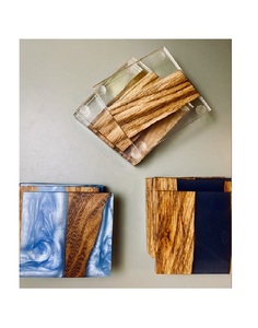 Popular Creative Simple Epoxy Resin <b>coaster</b> Insulation Splicing Acacia Wood <b>Heat</b> Insulation <b>Coasters</b> Round square <b>Coasters</b> Stone - Product Image 3