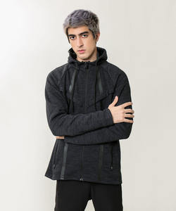 Athleisure Trend Black Zipper <b>Hoodie</b> with Innovative <b>Stitching</b> Cozy Fleece for All Seasons Durable Fabric for Everyday Wear - Product Image 3