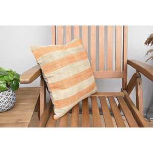 Rustic 16x16 Inch Beige Ikat Patchwork Wool <b>Pillow</b> Quilted and Knitted with Vintage Square Shape Woven Technique for <b>Sofa</b> Use - Product Image 2