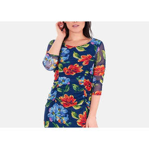 Abito lungo a tubino da donna NY Collection blu navy taglia XL, stampato con doppio spacco e vita naturale, realizzato in chiffon - Product Image 2