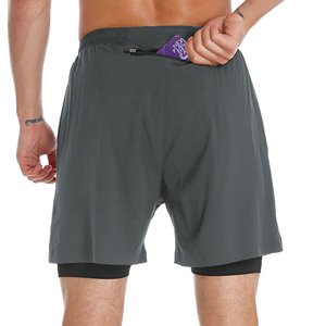 90% Nylon 10% Spandex Fabric Men's Gym Workout Fitness Running Sweat Shorts Men Basketball Training Shorts With <b>Zipper</b> Pockets - Product Image 3