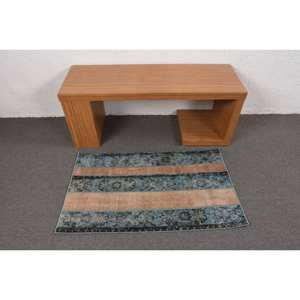 พรมขนสัตว์สีเบจสีฟ้าทันสมัยขนาด2.2 x 3.7ft พรมสี่เหลี่ยมสไตล์ตุรกีทำด้วยมือสำหรับห้องนั่งเล่นห้องโถงตุ๊กตายางพาราความสูง - Product Image 3