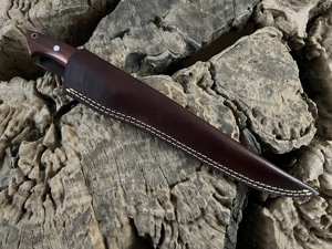 Cuchillo De Filete de acero inoxidable Flexible hecho a mano con mango de madera de hoja de Damasco y cocina/Camping/Funda de cuero para exteriores - Product Image 5