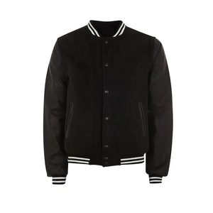 Nouvelle étiquette personnalisée logo manches en cuir broderie décontracté hommes blouson aviateur léger américain de baseball veste pour hommes - Product Image 2