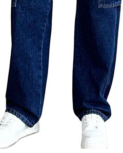 Pantalones Vaqueros Cargo de Pierna Recta Azul Oscuro para Mujer, Pantalones de Mezclilla de Cintura Alta con Bolsillos Utilitarios, Ropa Casual de Calle, Suministro del Fabricante, OEM - Product Image 6