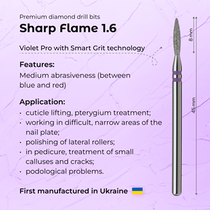 Professional Best Cuticle Diamond <b>Nail</b> Bit Sharp Flame 1.6 mm Violet PRO Durable Luxury Unique Premium - Product Image 3