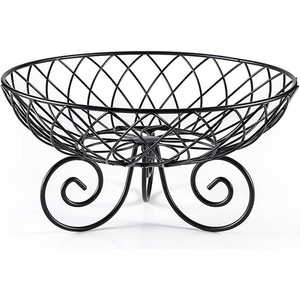 ตะกร้าผลไม้ตกแต่งด้วยผงสีดำดีไซน์หรูหราไม่เหมือนใครตกแต่งด้วยผงเคลือบสีดำสำหรับห้องครัวห้องนั่งเล่นและตู้กับข้าว - Product Image 1