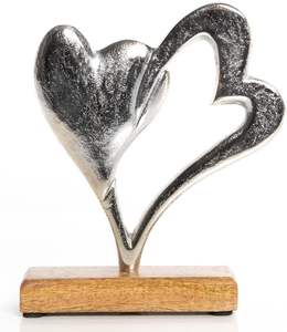 Sculpture en forme de coeur en aluminium de haute qualité avec base en bois Décorations pour la maison Fabricant de gros décoratif Exportateur - Product Image 5