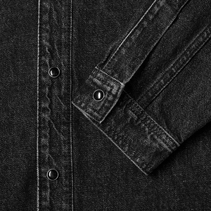 La Camisa vaquera de manga de trabajo suelta de mejor estilo nuevo y más popular para hombres con gradiente lavado con agua y aspecto desgastado - Product Image 4