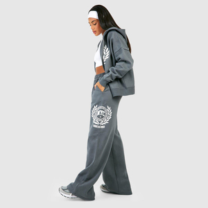 ¡Novedad de 2024! Chándal de algodón de alta calidad con cremallera y logotipo personalizado para mujer, técnica estampada de talla grande, característica de invierno - Product Image 5