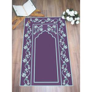 Tapis de prière floral violet : Décoration islamique pour la maison, tapis doux à poils longs - Product Image 5