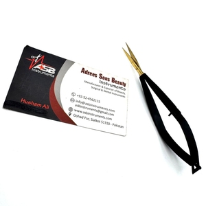 Tijeras para cutículas de belleza de acero inoxidable de oro negro, tijeras de microresorte rectas y curvas multiusos con punta de hoja afilada - Product Image 4