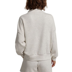 Sweat-shirt à capuche oversize pour femme en coton 100% avec fermeture éclair quart de tour, ample, sport, manches courtes, fermeture éclair quart de tour, idéal pour l'été - Product Image 2