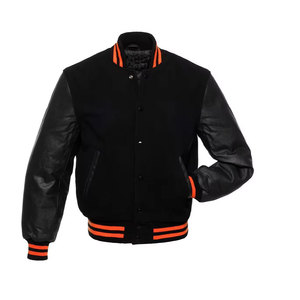 Tenues d'hiver noires à impression de logo pour hommes, blousons d'aviateur, vestes d'université en velours côtelé de baseball, vestes 2025 - Product Image 1