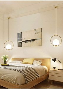 Modern Gold Chandelier Pendant Lamp with White Glass Adjustable Cord Ceiling Light Wall Hanging <b>Decor</b> for Bedroom - Product Image 2