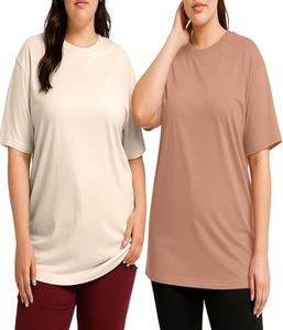 Prix d'usine T-shirts en coton décontractés grande taille pour femmes Logo personnalisé à manches courtes et col rond pour une utilisation en salle de sport été respirant - Product Image 1