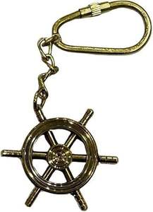 Llavero de latón vintage con forma de timón de barco, hecho a mano, náutico, de 3 pulgadas, con acabado antiguo, regalo para marineros y amantes de la navegación. - Product Image 5