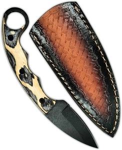 Couteau tactique EDC à lame fixe OEM en gros, étui en cuir, acier à haute teneur en carbone codé noir, personnalisable, rasoir de survie pour le camping - Product Image 1