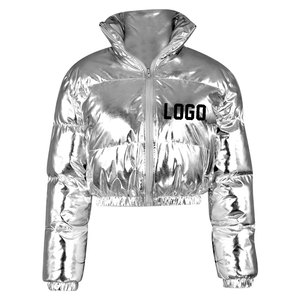 OEM logotipo personalizado impreso chaquetas de las mujeres de la burbuja chaquetas de invierno recortado brillante Puffer abrigo de las mujeres chaquetas de las mujeres - Product Image 1