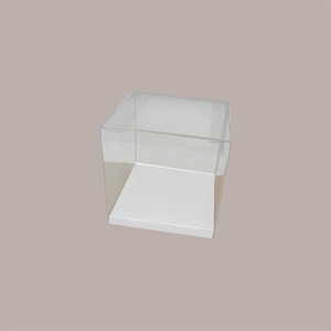 20pcs boîte transparente à montage automatique 15x15 cm en cuir blanc fond surélevé papier et cartons produit - Product Image 3