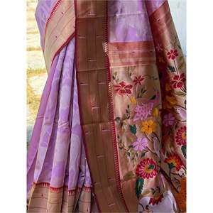 ชุดส่าหรีผ้าไหมพาธานีสีลาเวนเดอร์น่ารัก พร้อมเสื้อคลุมสำหรับงานแต่งงาน - Product Image 2