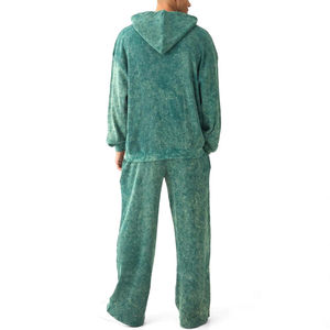 Vente en gros de pulls à capuche à manches longues en coton pour hommes avec poches survêtements sérigraphiés au design solide délavé à l'acide - Product Image 2