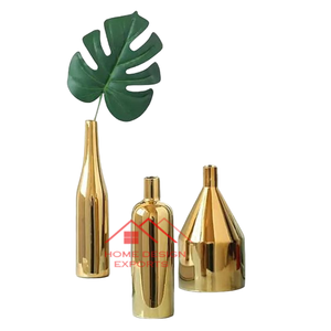 Dernier design Fabriqué en Inde Accessoires de décoration Vases à fleurs décoratifs finis en or Vases en métal de taille personnalisée Décorations - Product Image 4