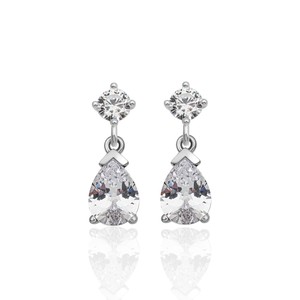 New arrival 925 Sterling <b>Silver</b> <b>Stud</b> Earrings with 4 mm White Zircon and 6*8 Drop White Stones <b>STUD</b> EARRINGS From Turkey - Product Image 2