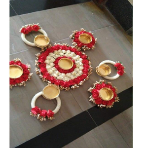 Juego de Rangoli Floral Indio Hecho a Mano, Cuentas de Perlas, Decoración Diwali, Decoración Floral para Bodas, Decoración para el Hogar, Regalo para Casa de Playa, Evento, Portavelas - Product Image 6