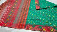 Sari Jamdani vert Deshi Dhakai de qualité export exclusive pour femme, en tissu de coton, bleu, rouge, doré, bleu ciel, du Bangladesh, lavable
