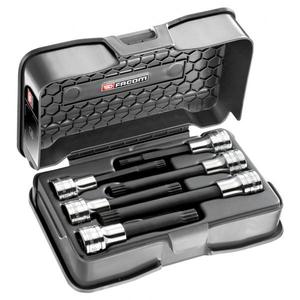 Facom 6-Piece Set of 1/2'' Long-Reach and Extra Long-Reach XZN Screwdriver <b>Sockets</b> - Product Image 1