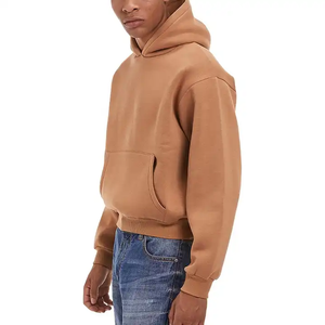 High Quality Customized Drop Shoulder No <b>String</b> Heavyweight French Terry Cropped Hoodies 500 Gsm Boxy Fit Hoodies - Product Image 5