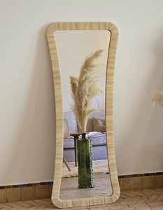 Miroir mural en raphia-naturel fait main - Product Image 1