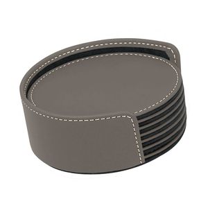 Posavasos de cuero azul más vendido con tapa de soporte Juego de 6 accesorios de decoración de mesa de forma redonda Posavasos de cuero a la venta - Product Image 2
