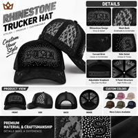Casquette Trucker Personnalisée 5 Panneaux avec Strass, Logo Bling, Dos en Maille, Snapback, Style Y2K Vintage, Casquette de Baseball, Vente en Gros, OEM, ODM, Marque Privée