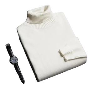 Suéter de cuello alto de punto de alta calidad para hombre de otoño Slim Fit manga larga AntiPilling Pullover Color sólido tendencia ropa de calle para hombre - Product Image 5
