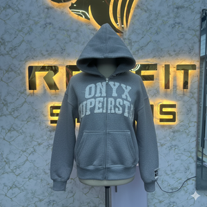 เสื้อฮู้ดสำหรับผู้ชายเสื้อฮู้ดแบบมีซิปพิมพ์ลายพัฟโลโก้ตามสั่ง - Product Image 4