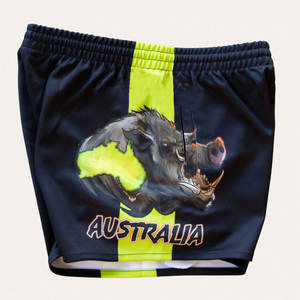 High Quality Polyester Custom Print <b>Mens</b> Team Rugby Footy League <b>Shorts</b> <b>With</b> Invisible Deep <b>Pockets</b> And Zips - Product Image 2