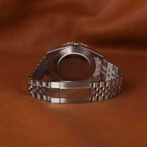 Reloj Mecánico Unisex de Lujo con Diamantes de Moissanita, Acero Inoxidable, Cristal Azul Bebé, Correa de Cuero, Alta Calidad, Personalizado - Product Image 4